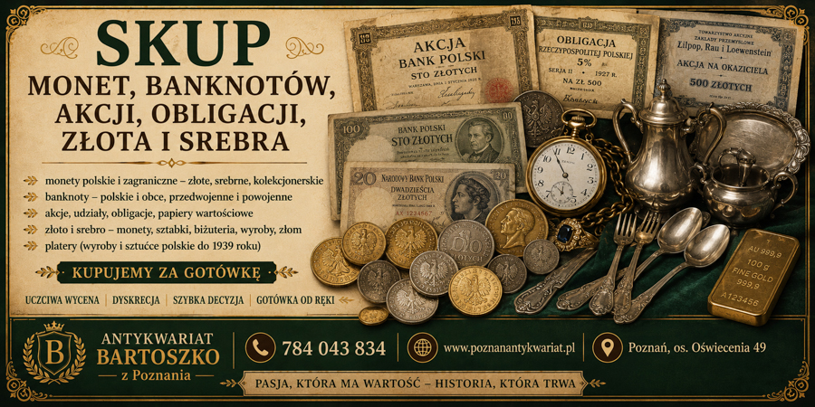 Monety, banknoty i kolekcja numizmatyczna przeznaczona do wyceny